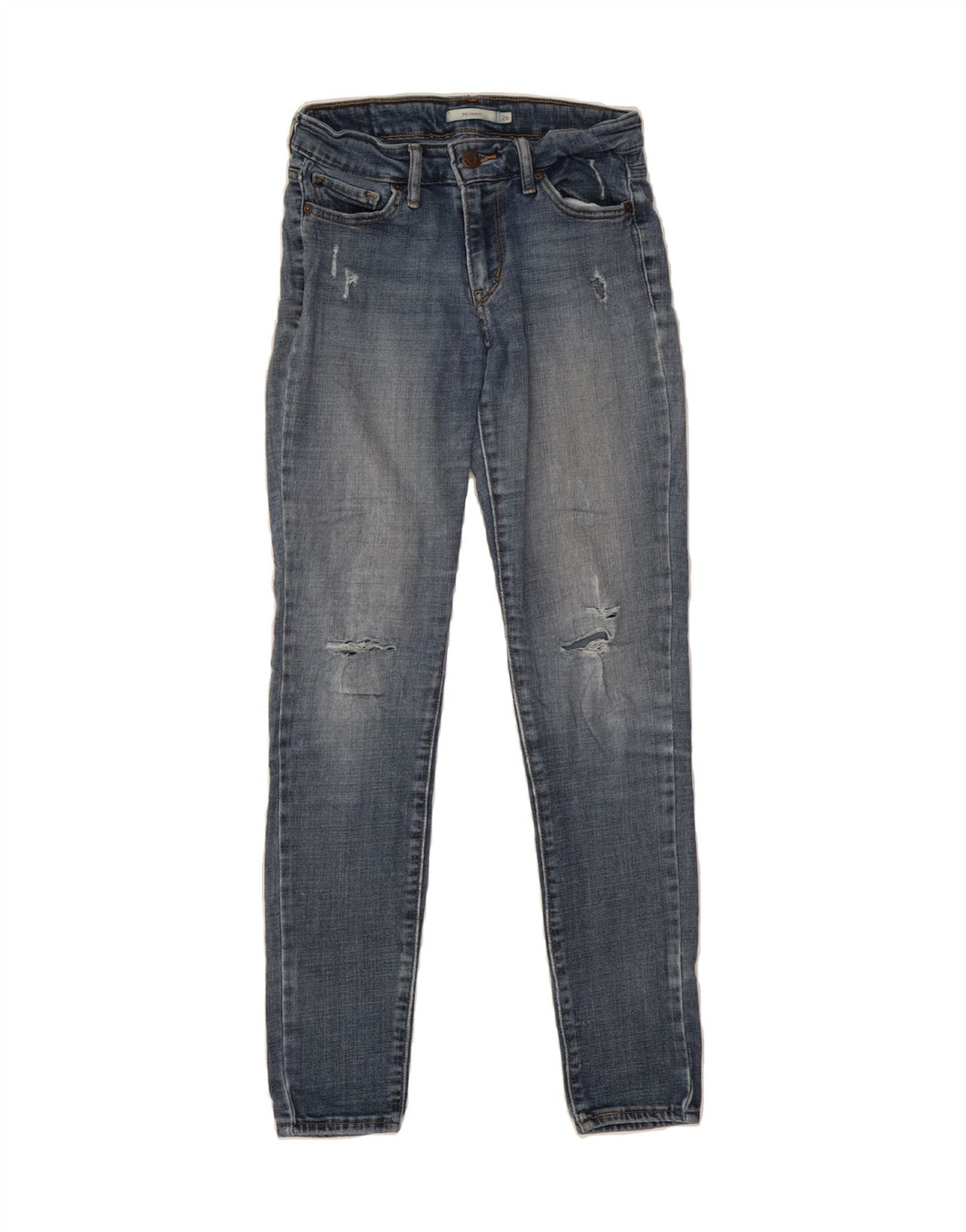 LEVI'S Womens 711 Distressed Skinny Jeans W26 L30 Blue Cotton Vintage Levi's and Second-Hand Levi's from Messina Hembry 