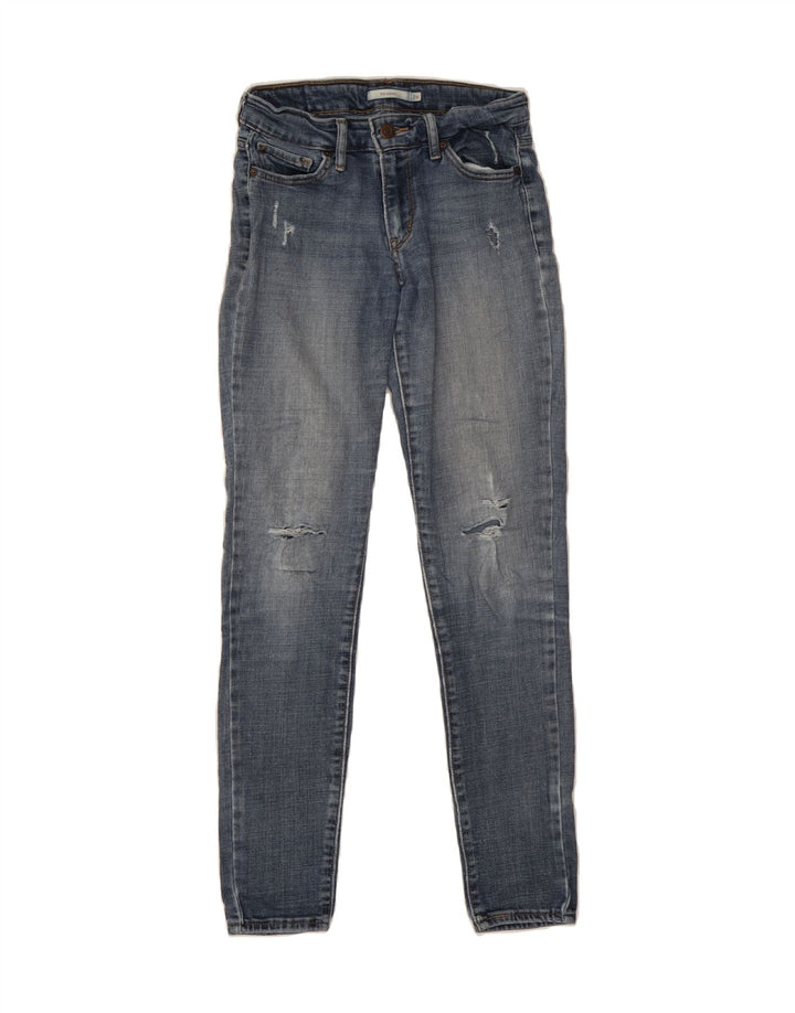 LEVI'S Womens 711 Distressed Skinny Jeans W26 L30 Blue Cotton Vintage Levi's and Second-Hand Levi's from Messina Hembry 