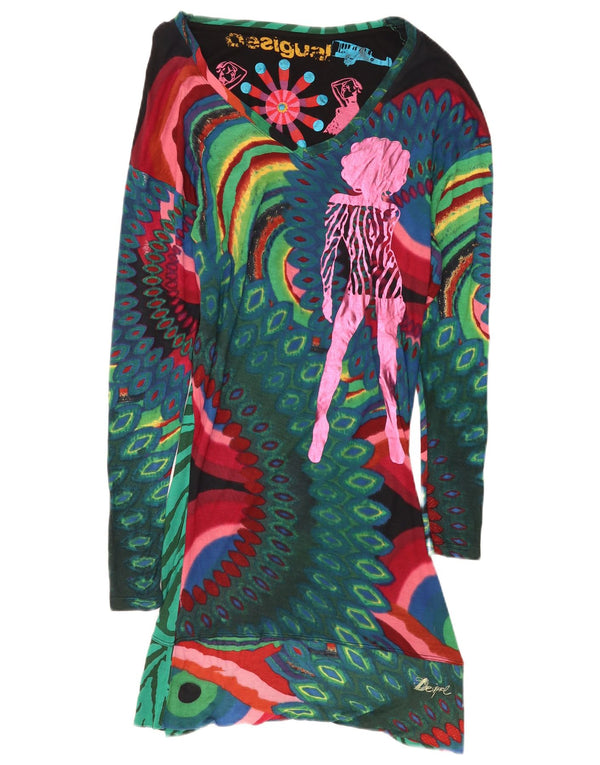 Vestido feminino Desigual com bainha gráfica UK 18 XL multicolorido geométrico
