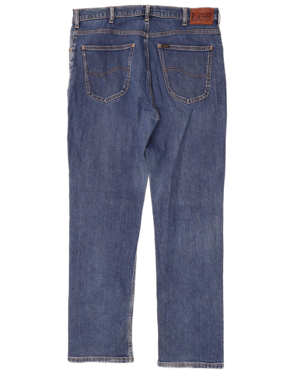 Lee Mens Brooklyn Straight Jeans W36 L32 Azul Algodão