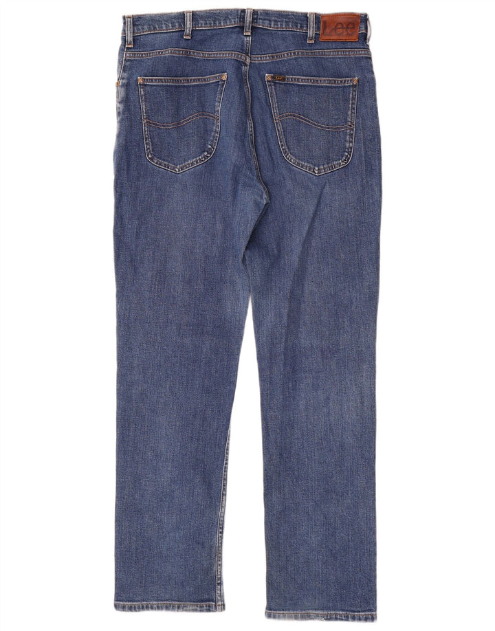 Lee Mens Brooklyn Straight Jeans W36 L32 Azul Algodão