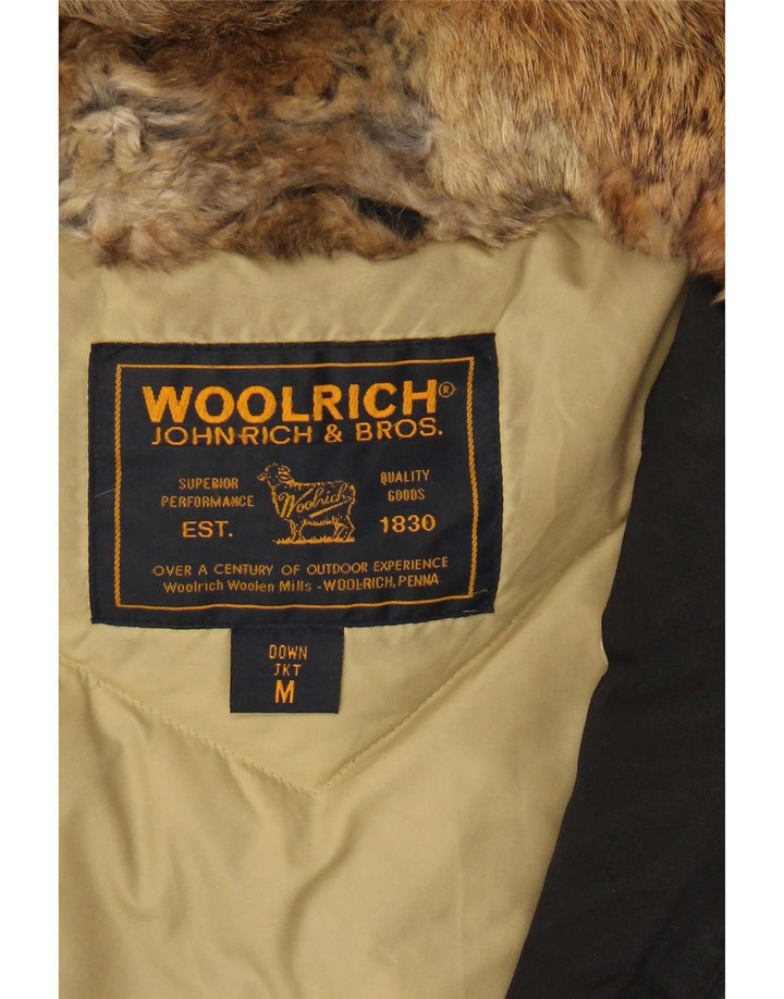 Jaqueta feminina acolchoada com capuz Woolrich Reino Unido 14 algodão preto médio
