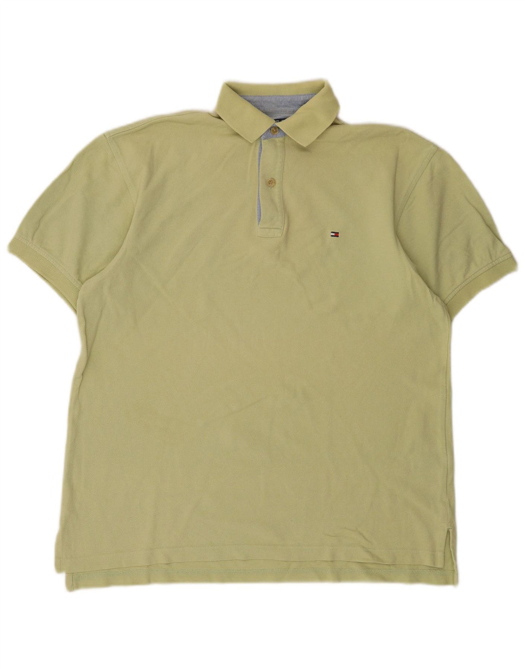 Camisa polo masculina Tommy Hilfiger pequena algodão cáqui