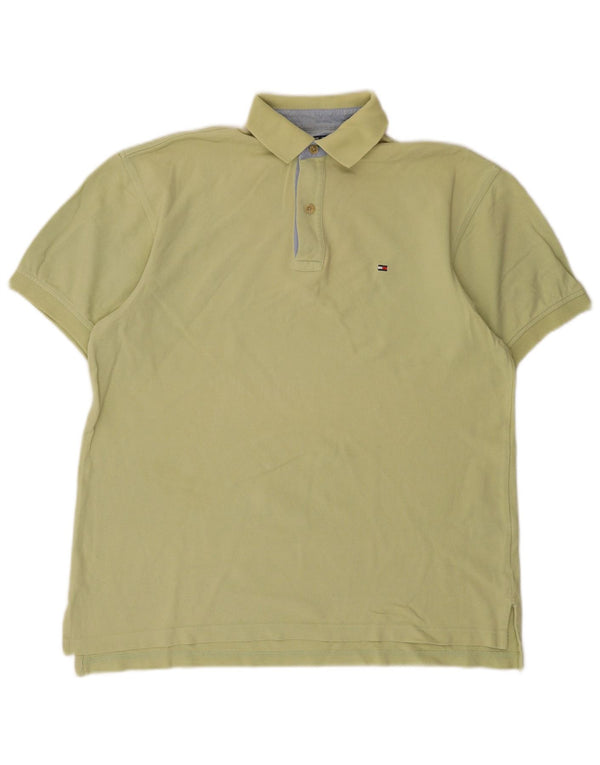 Camisa polo masculina Tommy Hilfiger pequena algodão cáqui