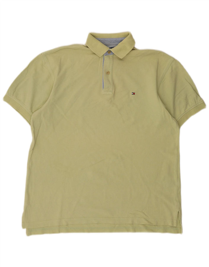 Camisa polo masculina Tommy Hilfiger pequena algodão cáqui
