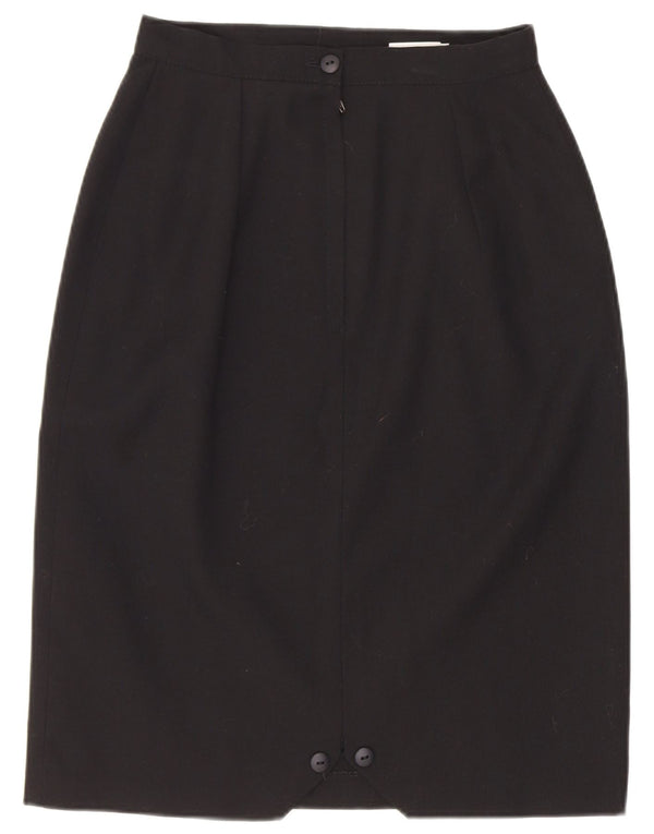 Observe a saia lápis de cintura alta das mulheres UK 10 poliéster preto W22 pequeno