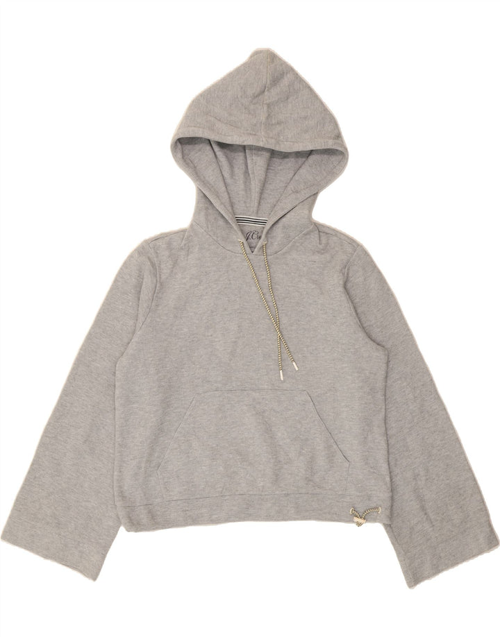 J. CREW Womens Crop Oversized Hoodie Jumper UK 2 2XS Grey Cotton Vintage J. Crew and Second-Hand J. Crew from Messina Hembry 