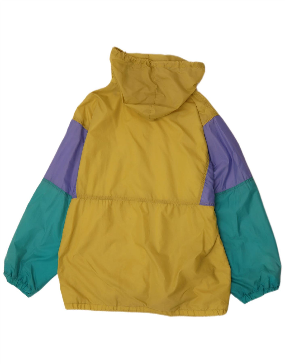 Jaqueta de chuva masculina com capuz Marcel Clair EU 46 pequeno bloco colorido multicolorido