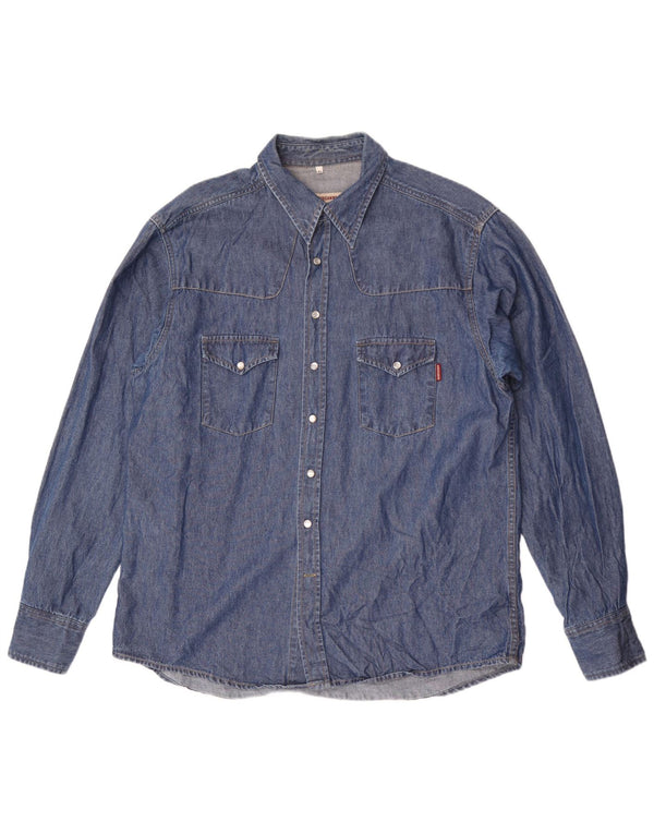 Camisa jeans masculina Americanino XL azul algodão