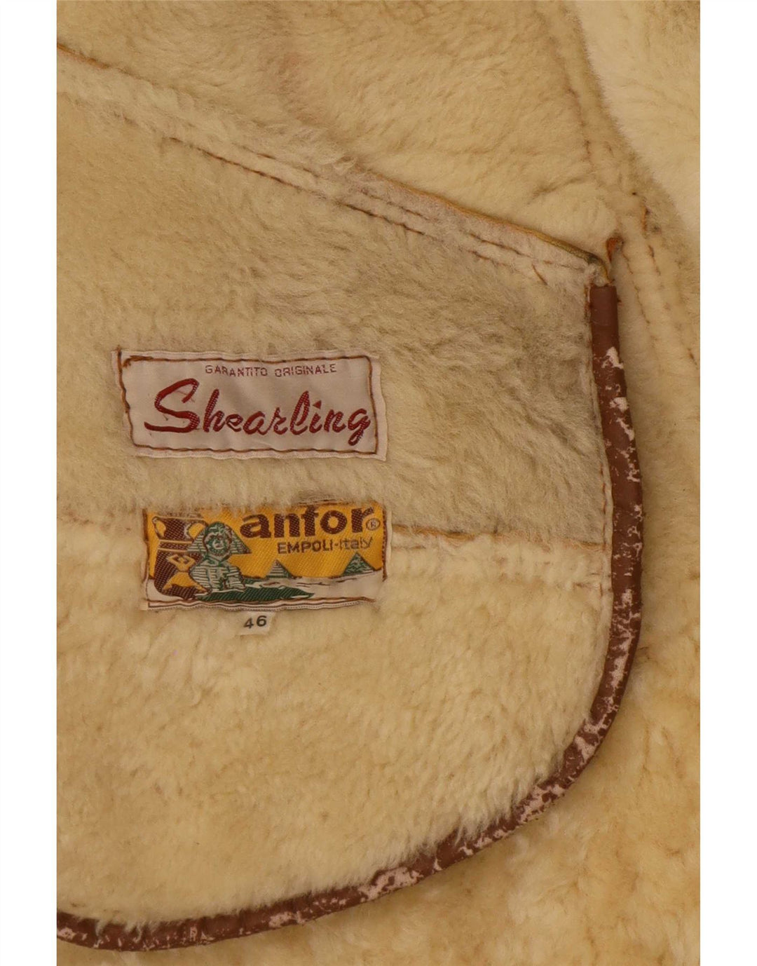 Casaco feminino de shearling grande da Anfor IT 46 grande bege