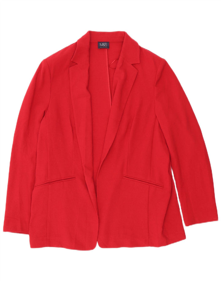 Jaqueta Blazer aberta feminina Marks & Spencer Reino Unido 16 grande poliéster vermelho