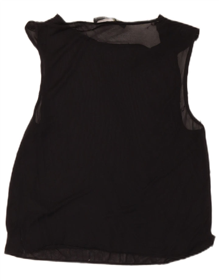 Blusa feminina sem mangas All Saints UK 10 pequena acetato preto
