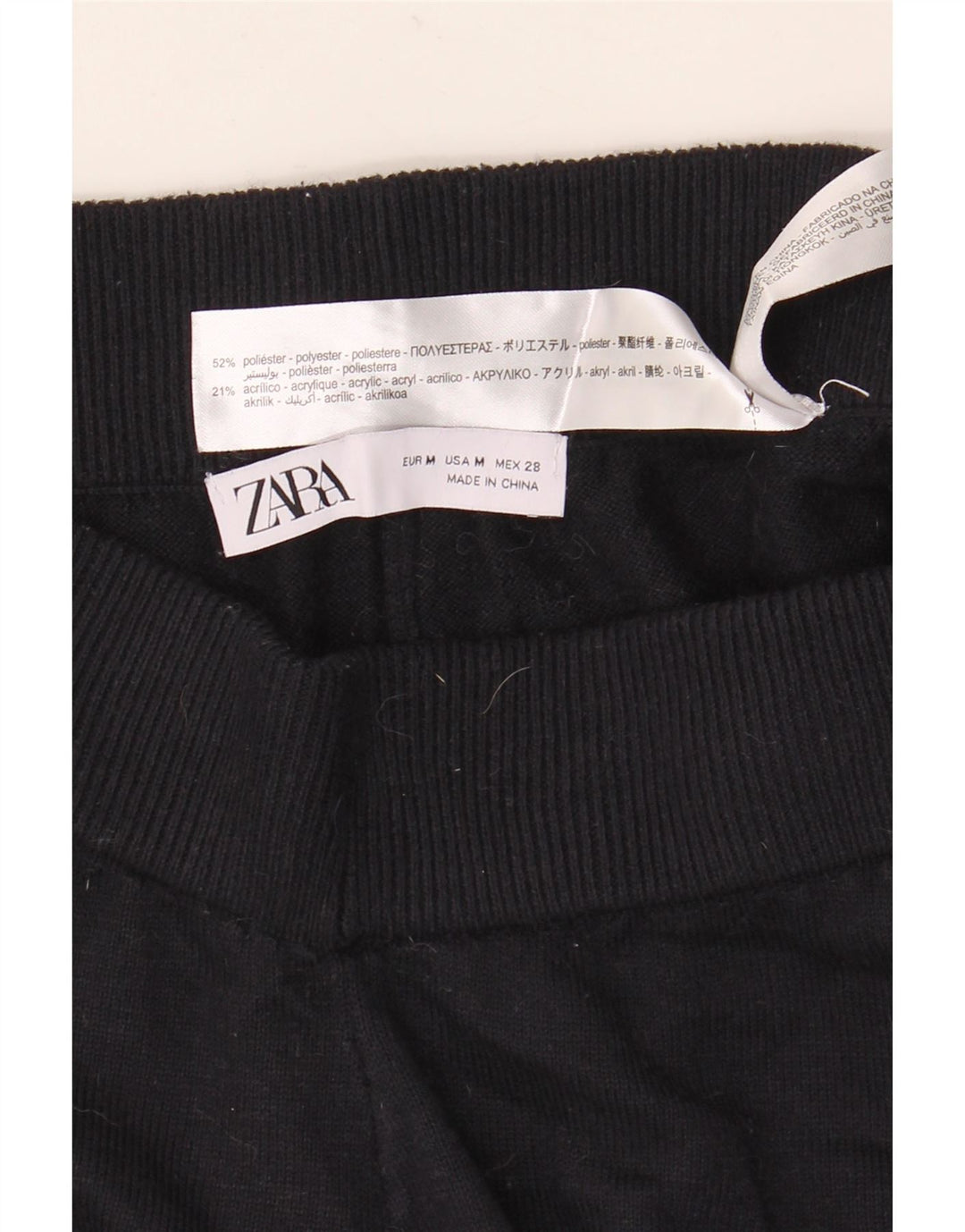 Calça de treino feminina Zara UK 14 poliéster azul marinho médio