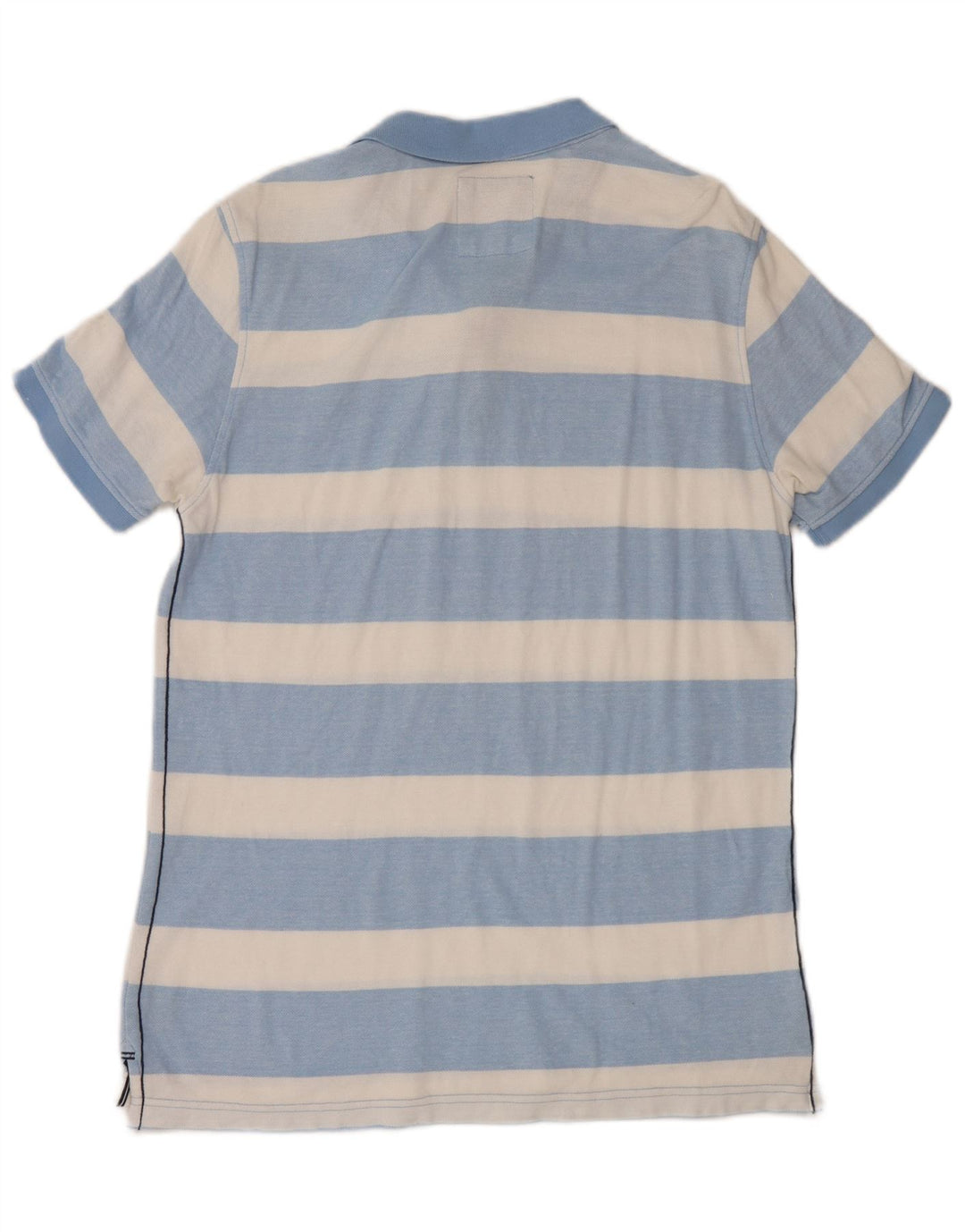 Camisa polo masculina Crew Clothing algodão listrado azul médio