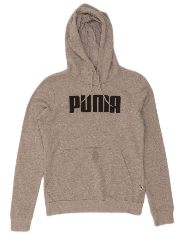 Puma feminino gráfico moletom com capuz Reino Unido 8 pequeno algodão cinza
