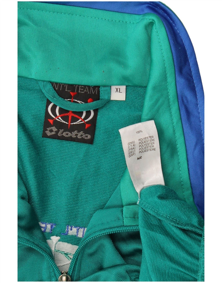 LOTTO Jaqueta masculina de agasalho gráfico XL verde colorblock poliéster