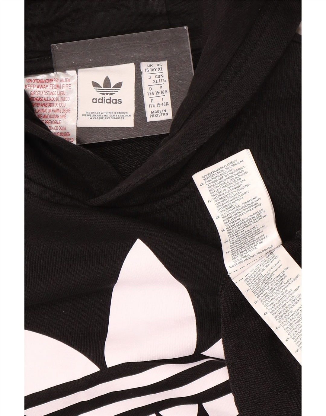 ADIDAS Meninos Graphic Hoodie Jumper 15-16 Anos Preto Algodão