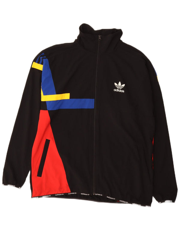 ADIDAS Mens Tracksuit Top Jacket Grande Preto Colourblock Nylon
