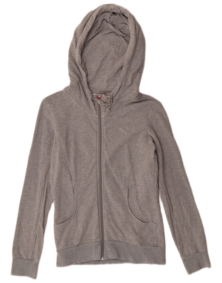 Suéter PUMA feminino com capuz e zíper UK 8 pequeno cinza