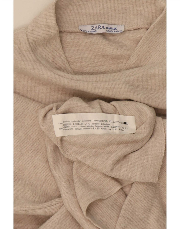 Zara Camiseta Feminina Trafaluc Crop Top UK 14 Poliéster Bege Médio