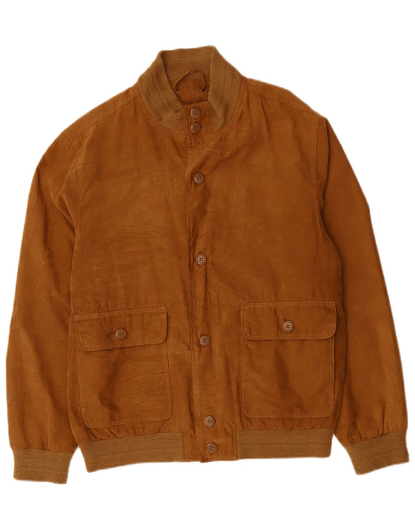 Jaqueta bomber masculina vintage UK 40 grande poliéster marrom