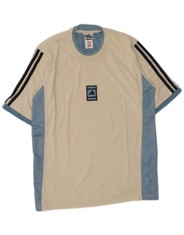 Adidas Mens Graphic T-Shirt Top UK 34/36 Pequeno Bege Colourblock Sports