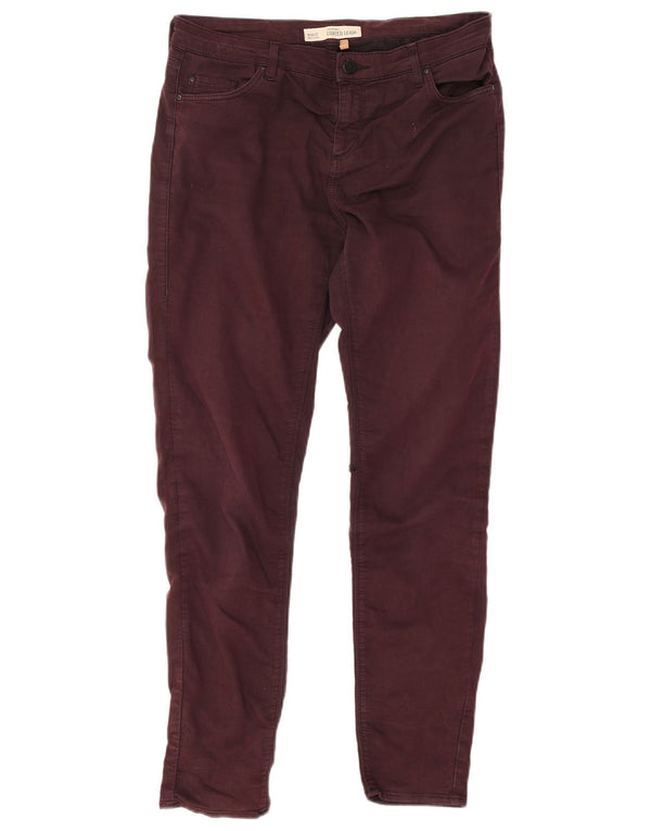 Topshop feminino revestido Leigh skinny jeans W30 L28 algodão borgonha