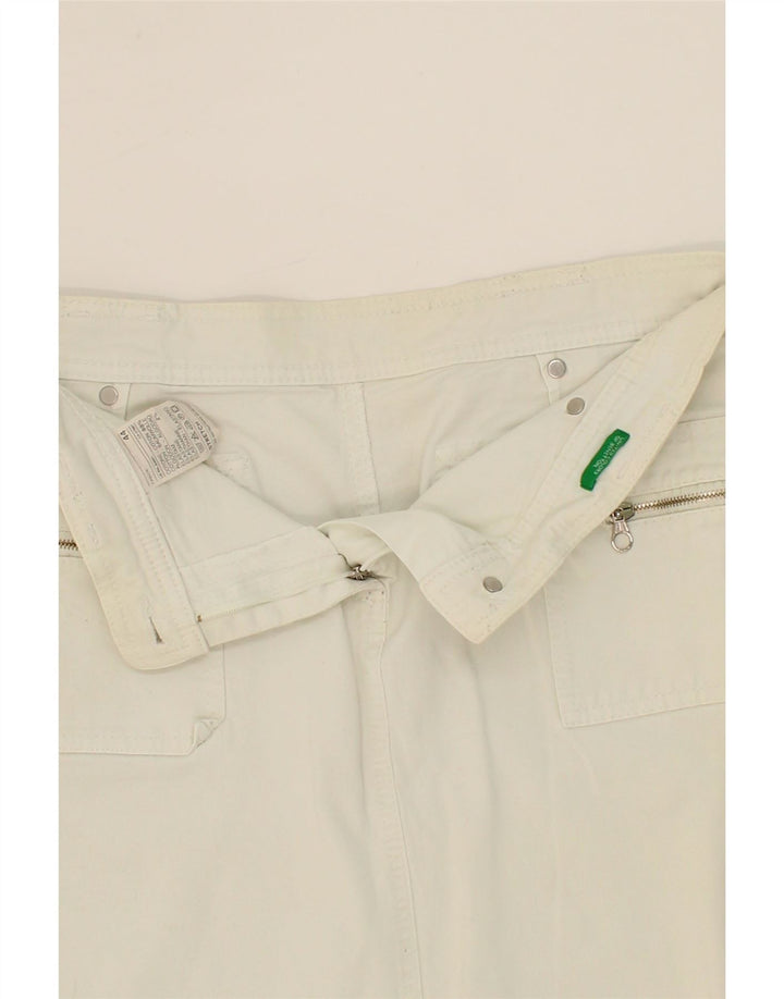 BENETTON Womens Denim Skirt IT 44 Medium W30 White Cotton Vintage Benetton and Second-Hand Benetton from Messina Hembry 