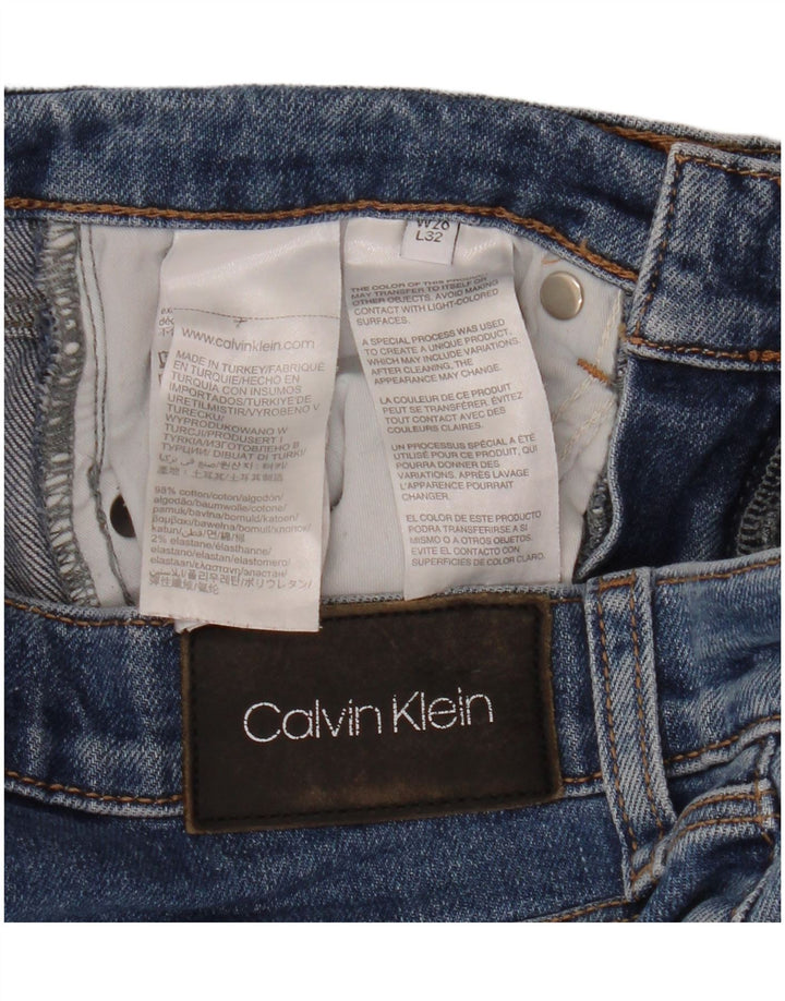 Calça jeans reta feminina Calvin Klein W26 L26 algodão azul