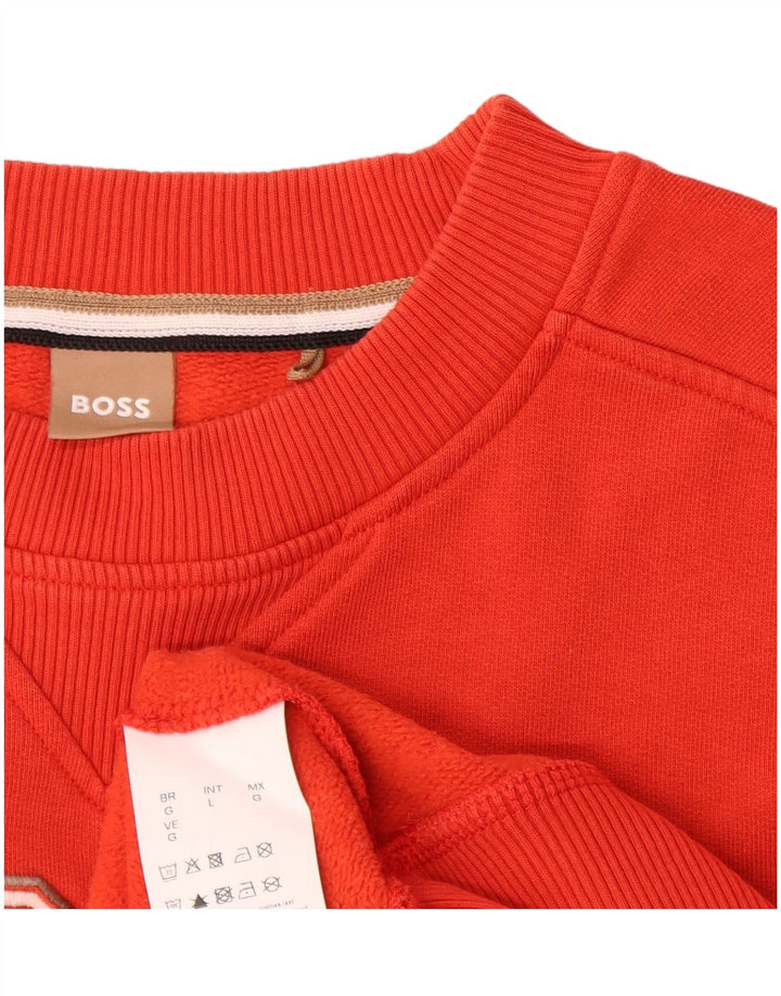 Hugo Boss moletom gráfico masculino jumper grande algodão vermelho