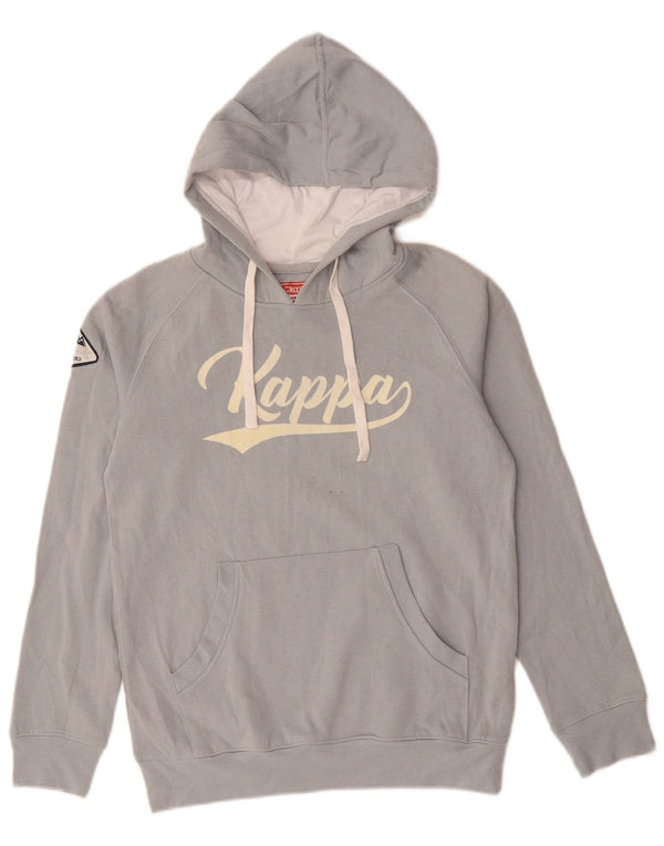 Kappa feminino gráfico moletom com capuz UK 14 algodão cinza médio