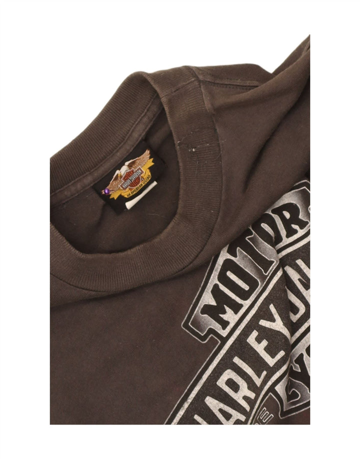 Camiseta gráfica masculina Harley Davidson de algodão cinza médio