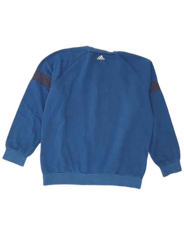 Adidas meninos moletom gráfico jumper 15-16 anos azul colorblock algodão