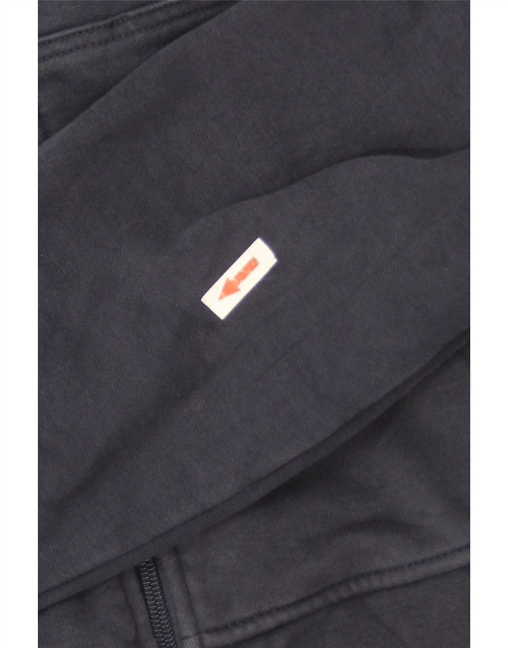 Suéter Ellesse masculino com capuz e zíper médio azul marinho listrado de algodão