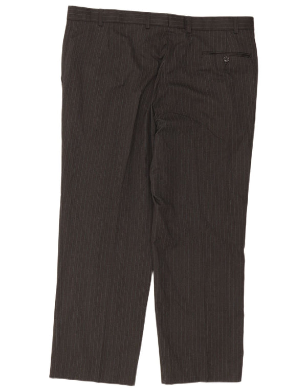 Calça chino reta masculina Marks & Spencer W40 L29 risca de giz cinza