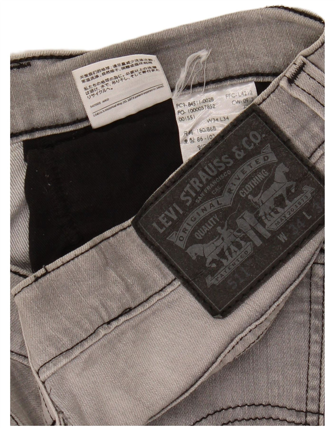 LEVI'S Masculino 511 Slim Jeans W34 L30 Cinza