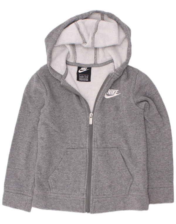 Suéter Nike Boys Zip com capuz 6-7 anos grande algodão manchado cinza