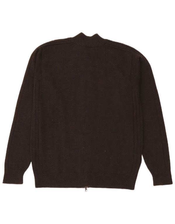 Suéter cardigã masculino Lacoste tamanho 6 XL lã marrom