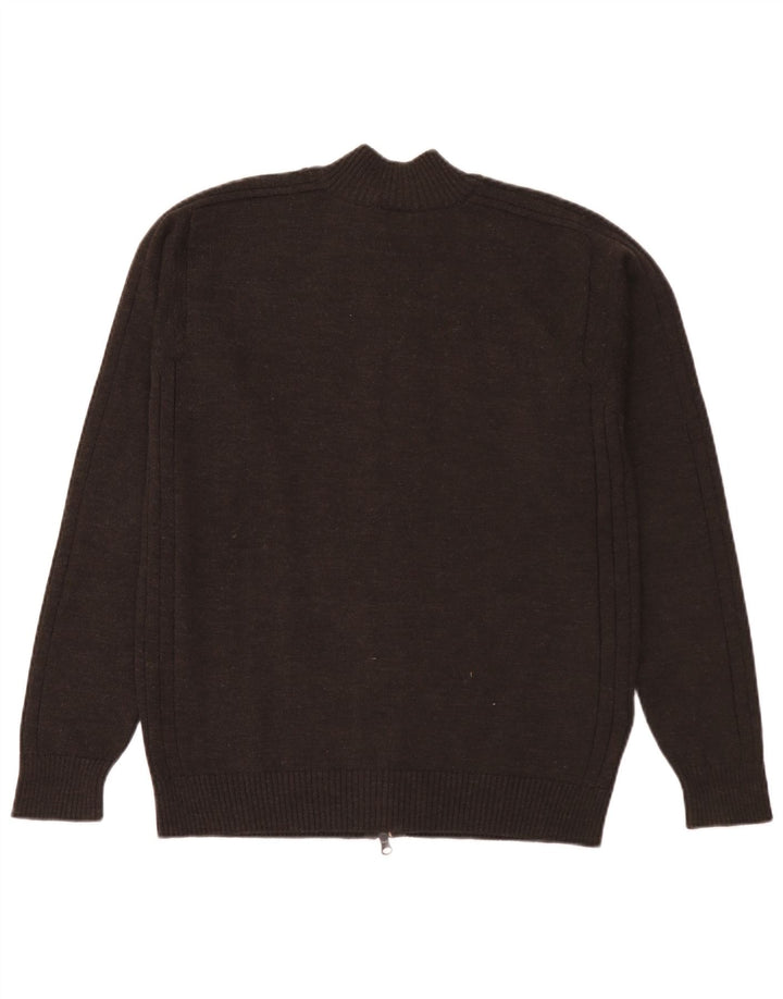 Suéter cardigã masculino Lacoste tamanho 6 XL lã marrom