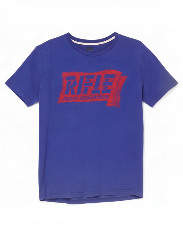 Camiseta gráfica Rifle Boys Top 13-14 anos algodão azul