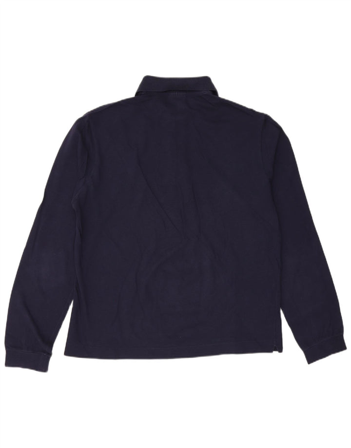 Camisa polo masculina de manga comprida LACOSTE tamanho 4 médio algodão azul marinho