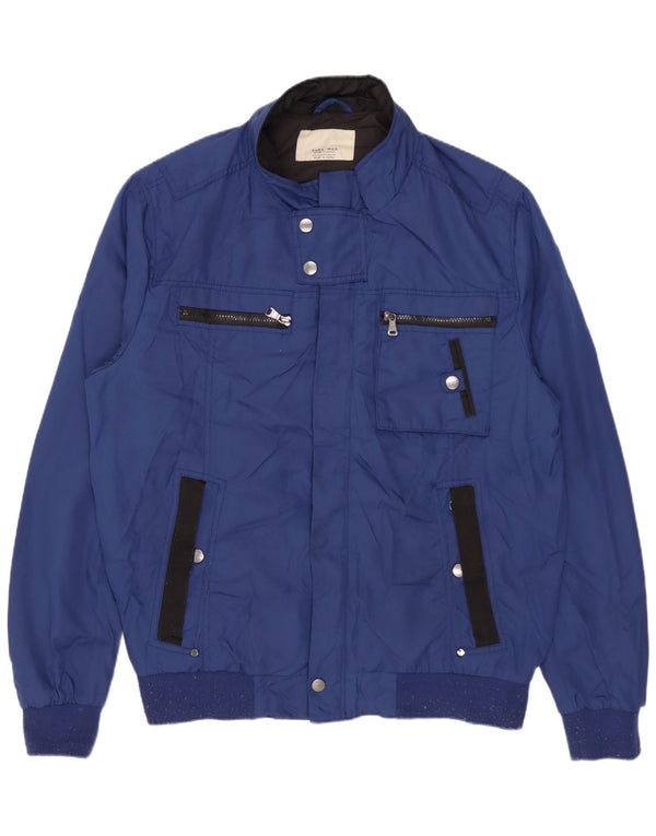 Jaqueta bomber masculina ZARA UK 42 XL azul poliéster