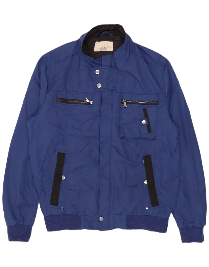 Jaqueta bomber masculina ZARA UK 42 XL azul poliéster