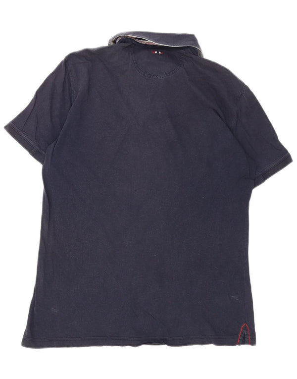 Camisa pólo geográfica masculina Napapijri algodão azul marinho médio