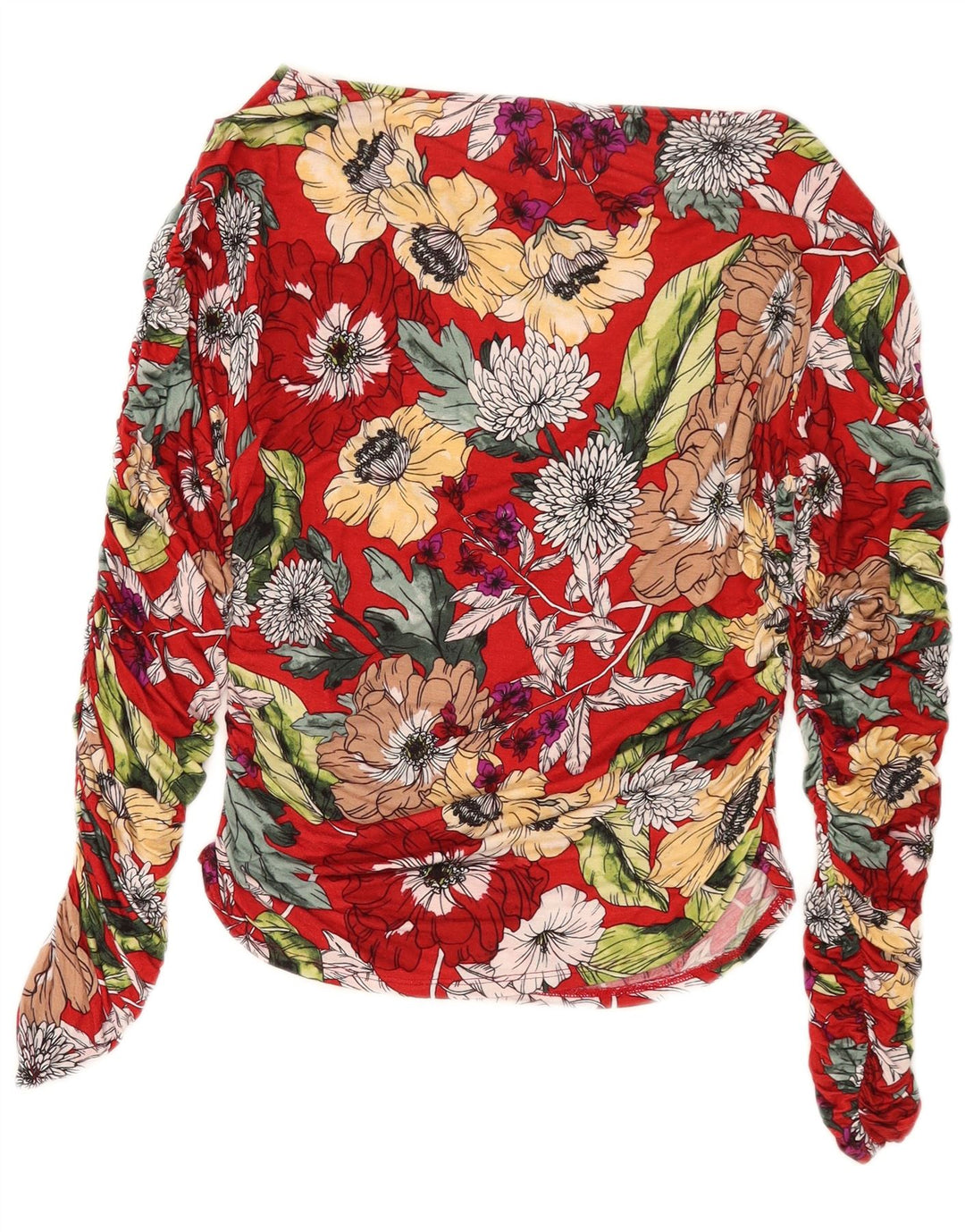 Blusa feminina grande de manga comprida Guess Reino Unido 8 pequena rayon floral vermelho