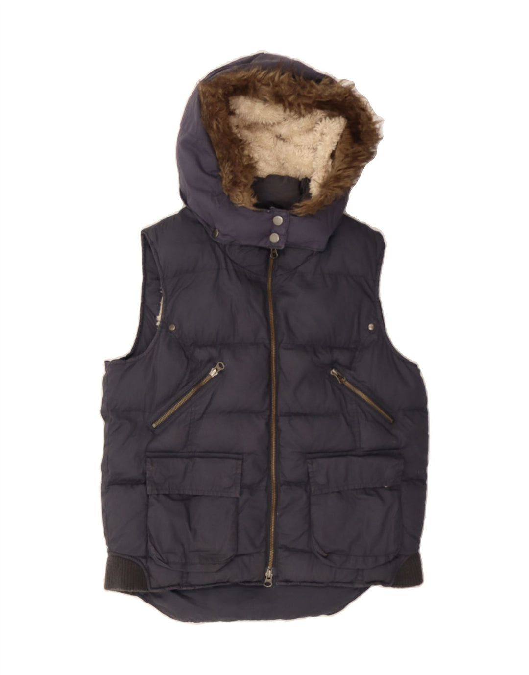 WHITE STUFF Boys Hooded Padded Gilet 11-12 Years Navy Blue Cotton Vintage White Stuff and Second-Hand White Stuff from Messina Hembry 