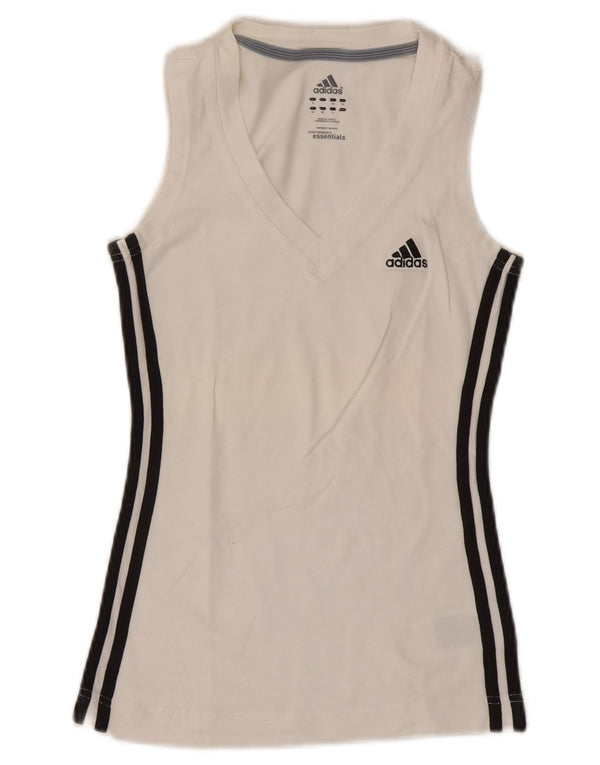 Adidas Womens Vest Top UK 8 Pequeno Algodão Branco