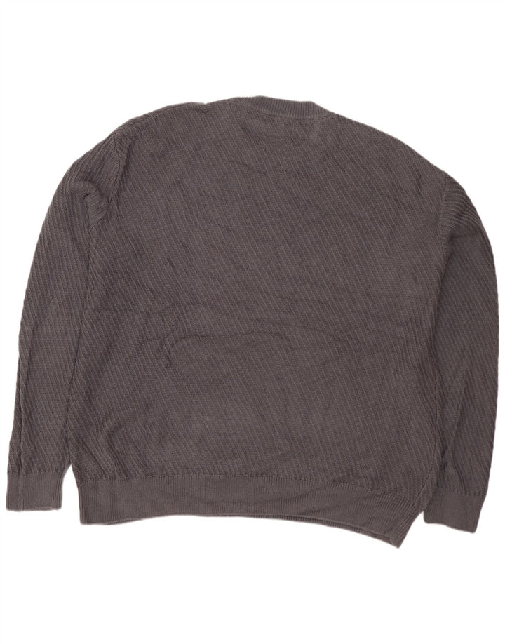 Suéter masculino ZARA com ajuste solto e gola redonda, grande cinza