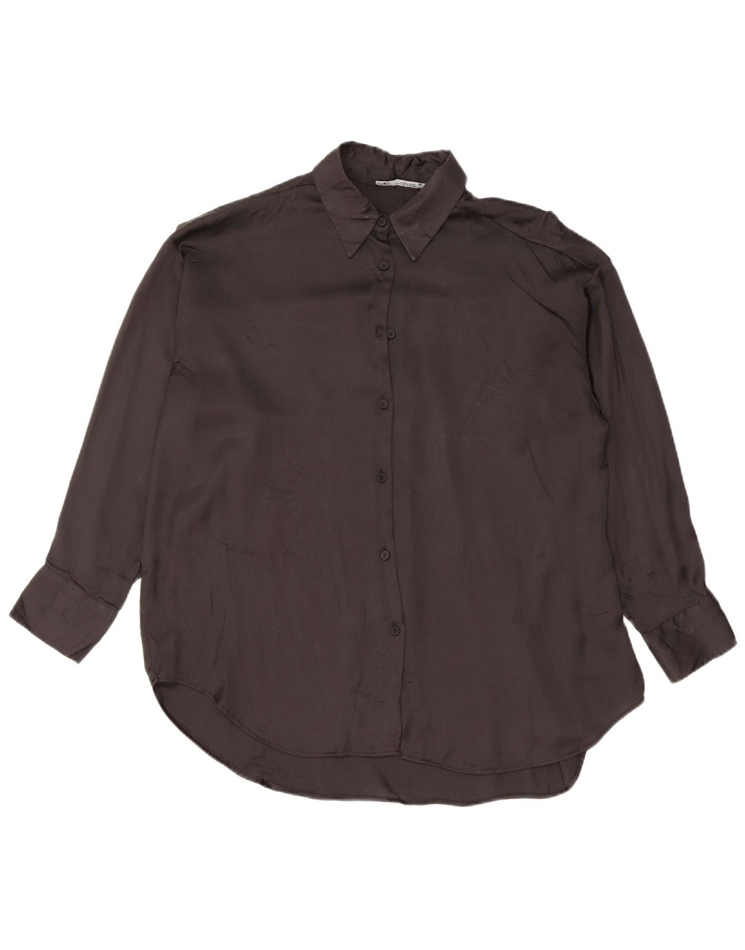 Zara Blusa feminina oversized UK 10 pequena preta poliéster
