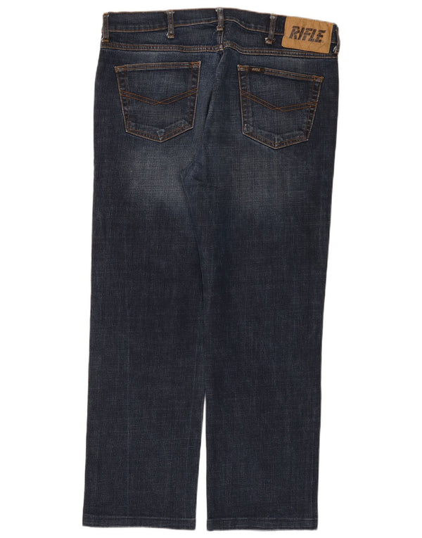 Rifle Mens Straight Jeans W38 L29 Azul Marinho Algodão